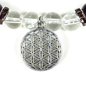 Armband bergskristall / ametist + livets blommahänge - Bild 2